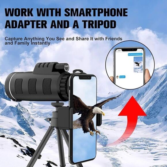 40x60 Monocular Telescope with Smartphone Adapter, High Powered BAK4 Prism FMC - Picture 5 of 7